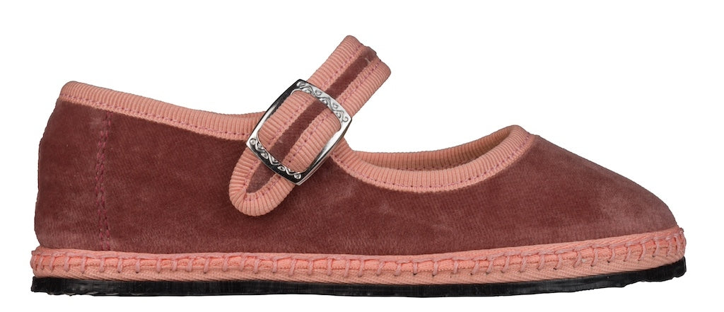 Cipria Velvet Mary Jane ballet flats