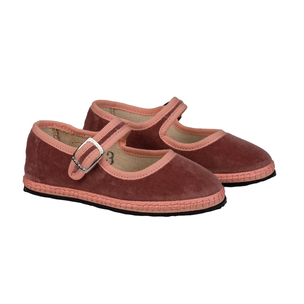 Cipria Velvet Mary Jane ballet flats