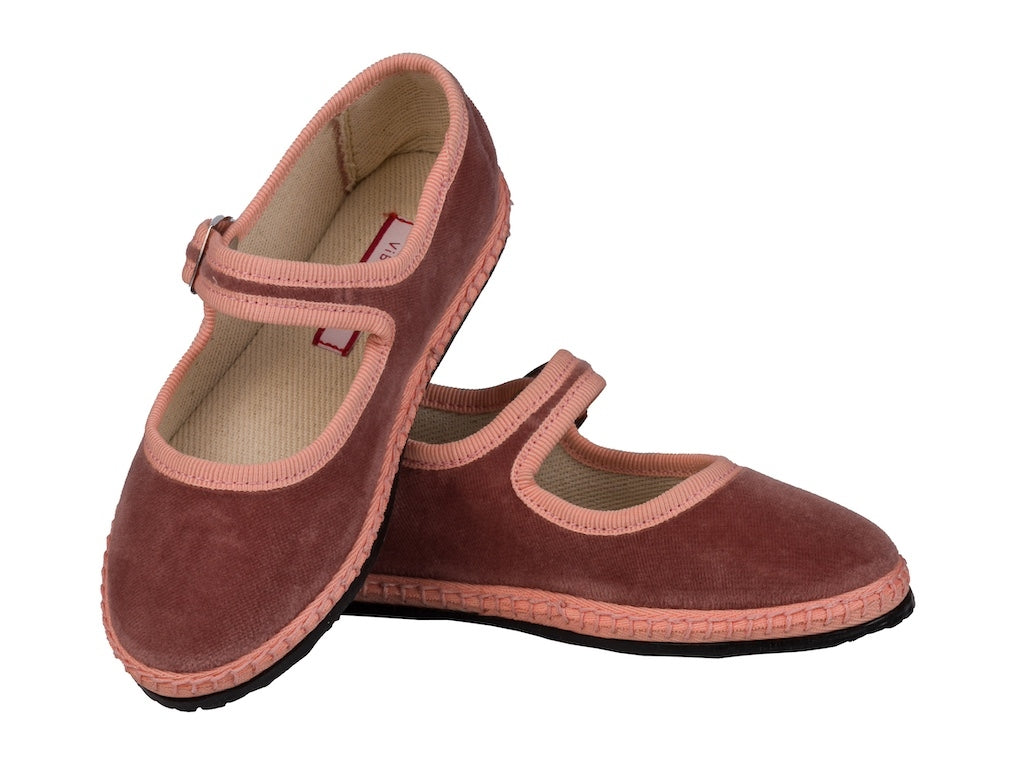 Cipria Velvet Mary Jane ballet flats